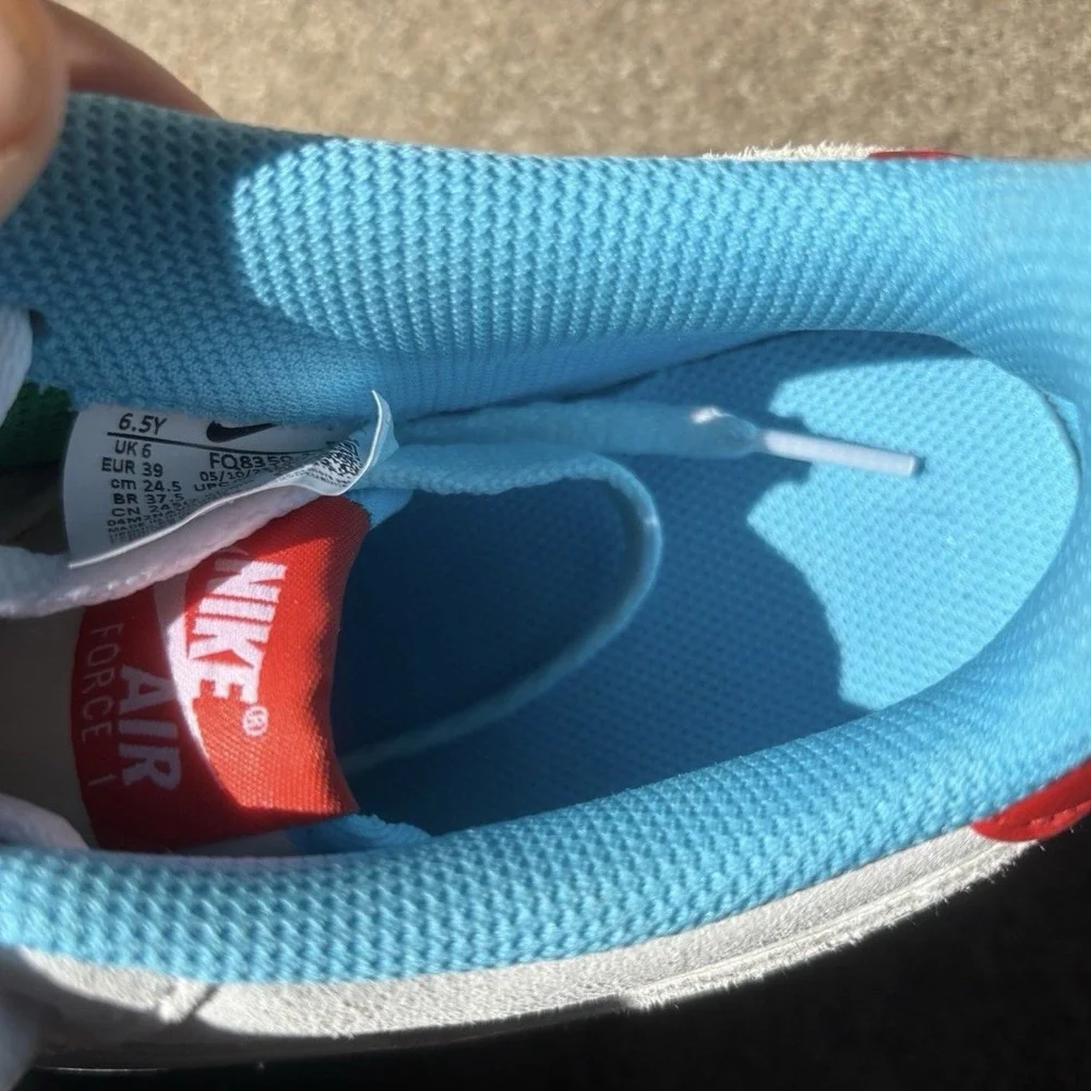 Nike Air Force 1 Low GS Sail Blue Red FQ8350-110 6.5Y Sneakers Womens 8